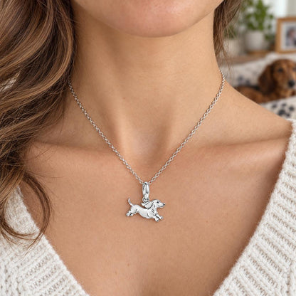 Little Joy Dachshund Charm Necklace Set – worn / in use
