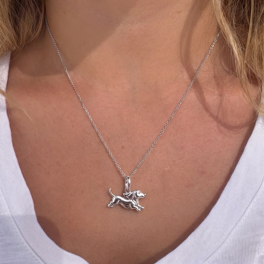 Little Joy Dachshund Charm Necklace Set – worn / in use