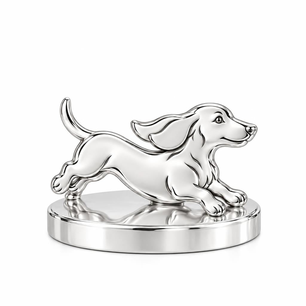 Little Joy Dachshund Keepsake Plaque – silver, front view