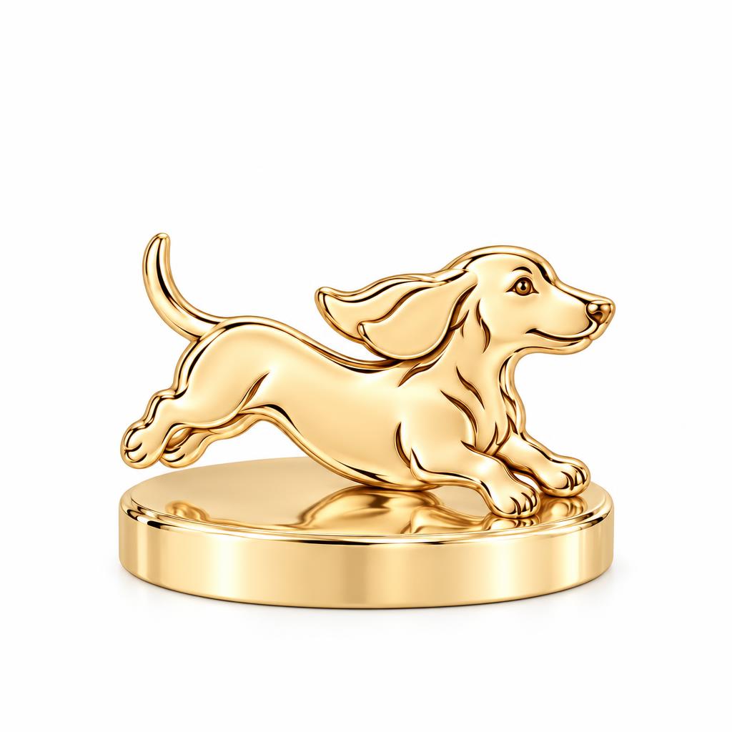 Little Joy Dachshund Keepsake Plaque – 18K gold, front view