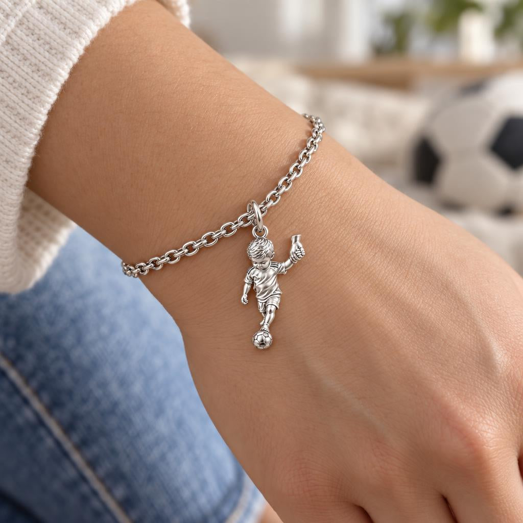 Little Kicker Holding Hands Charm Bracelet Set – worn / in use