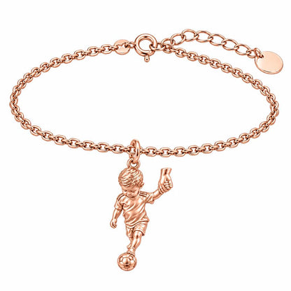 Little Kicker Holding Hands Charm Bracelet Set – rose gold, front view