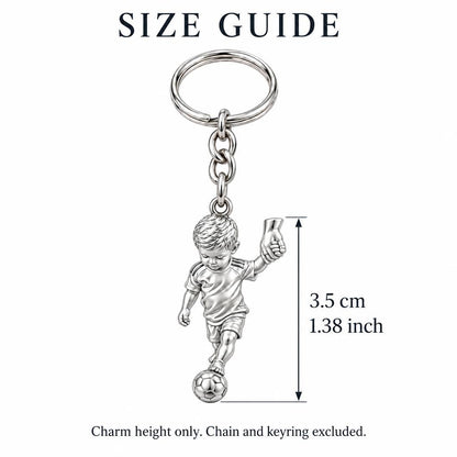 Little Kicker Holding Hands Charm Keychain – size guide, 3.5 cm (1.38 in) charm, chain and keyring excluded