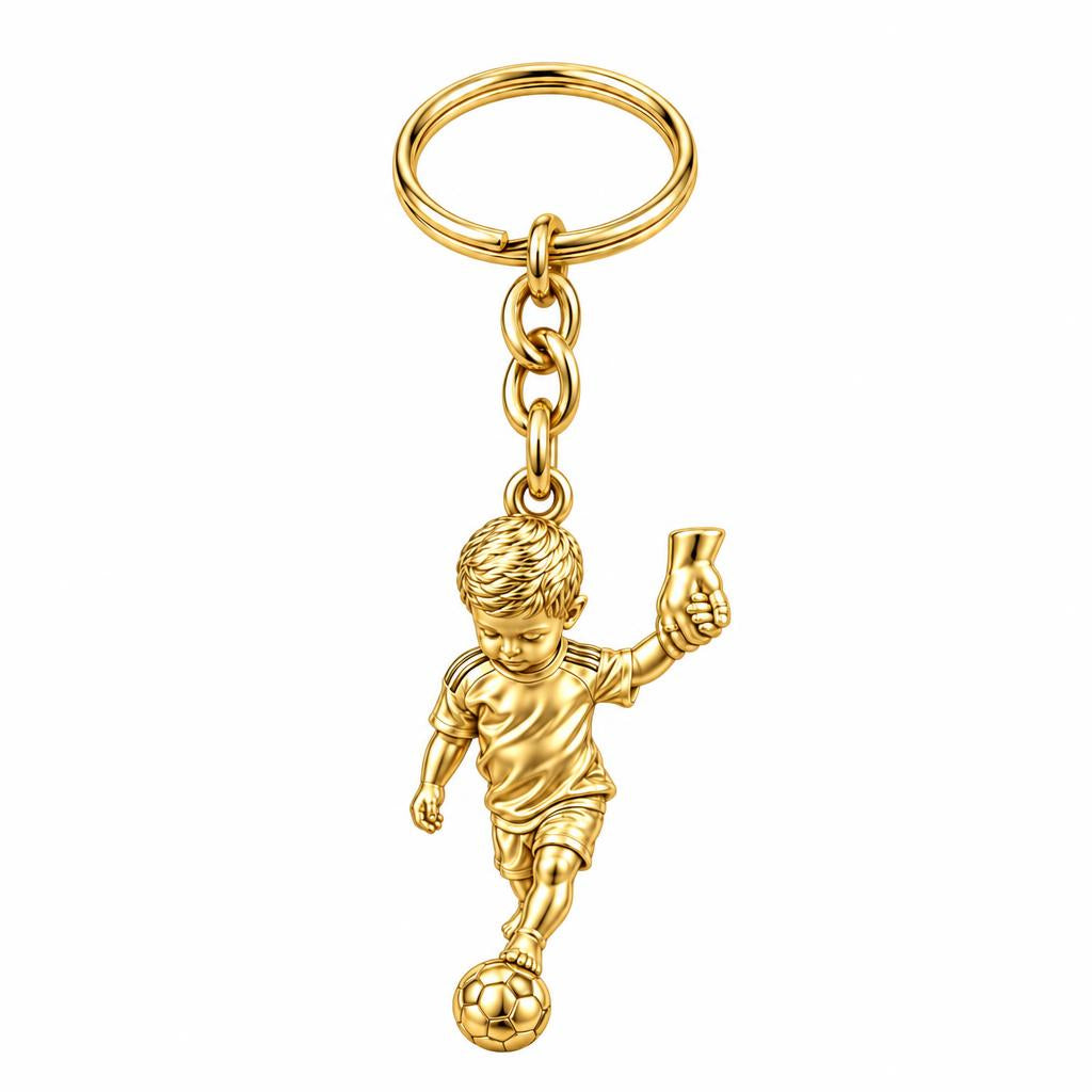 Little Kicker Holding Hands Charm Keychain – 18K gold, front view