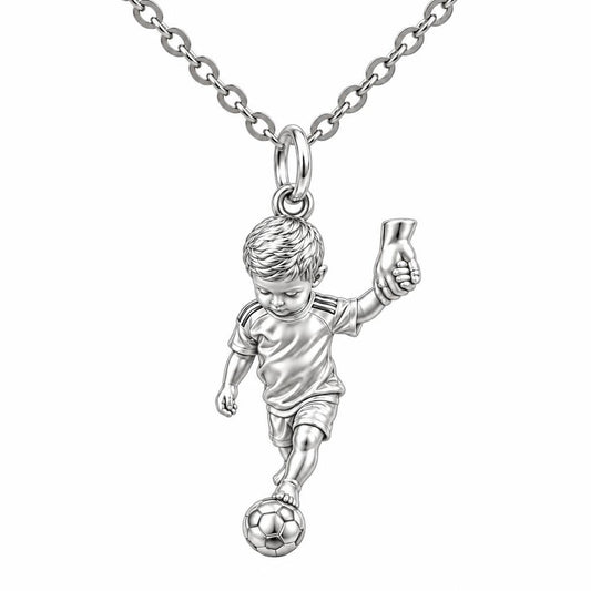 Little Kicker Holding Hands Charm Necklace Set – silver, front view