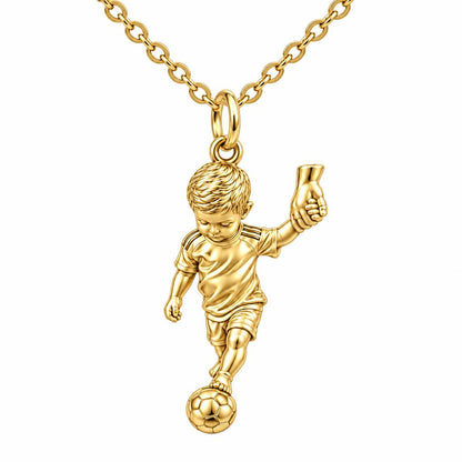 Little Kicker Holding Hands Charm Necklace Set – 18K gold, front view