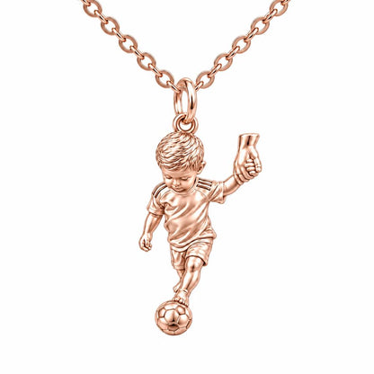 Little Kicker Holding Hands Charm Necklace Set – rose gold, front view