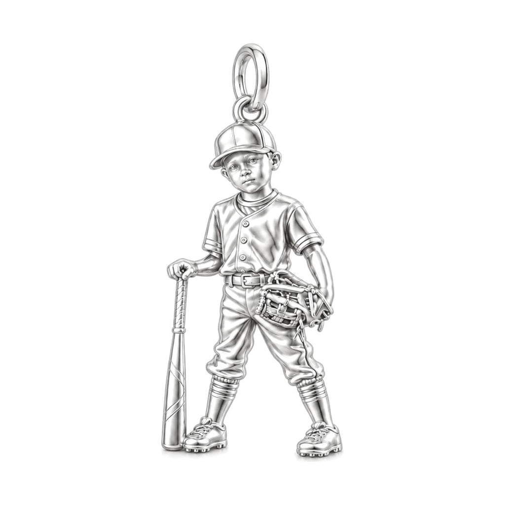 Little League Legend Charm Bracelet – Personalized Mom Gift – silver charm, front view