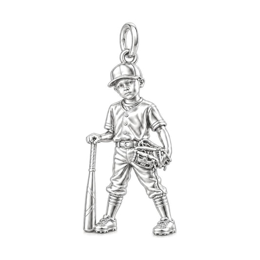 Little League Legend Charm Bracelet – Personalized Mom Gift – silver charm, front view