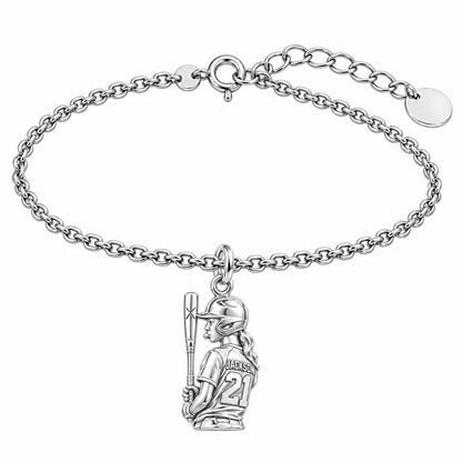 Little Leaguer At Bat Charm Bracelet Set – silver, front view
