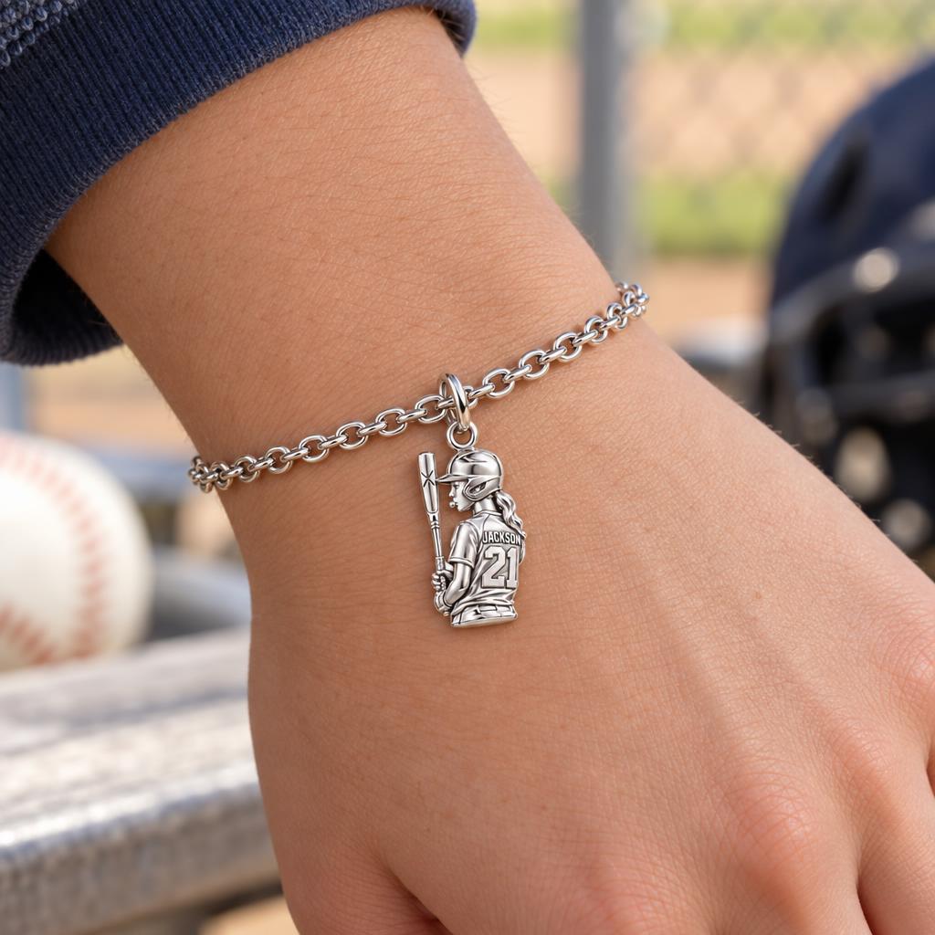 Little Leaguer At Bat Charm Bracelet Set – worn / in use