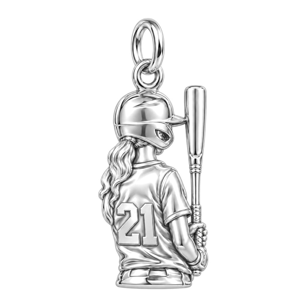 Little Leaguer At Bat Charm Bracelet Set – back of the charm, engraving area