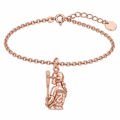 Little Leaguer At Bat Charm Bracelet Set – rose gold, front view