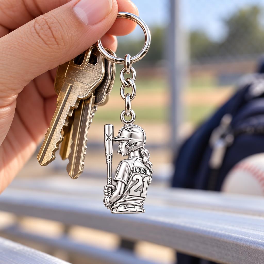 Little Leaguer At Bat Charm Keychain – worn / in use