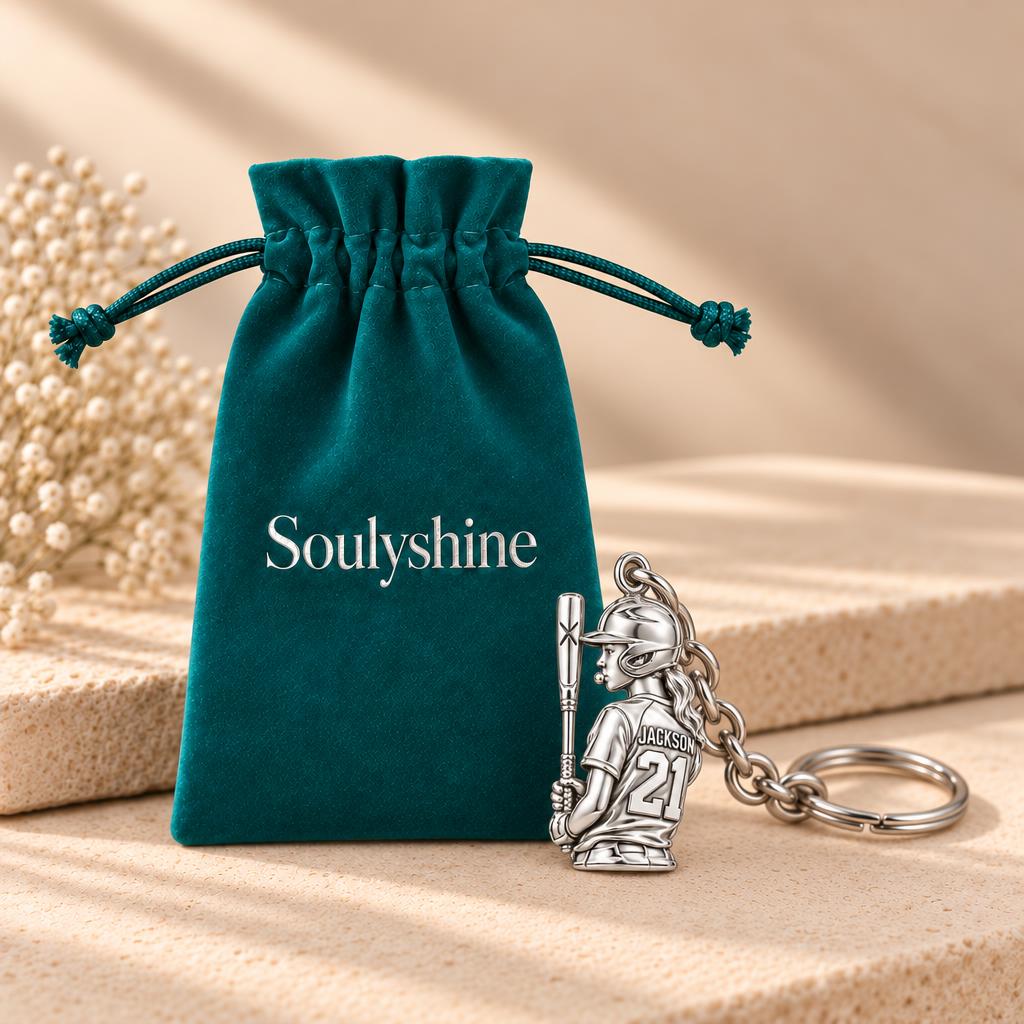 Little Leaguer At Bat Charm Keychain – Soulyshine velvet gift pouch