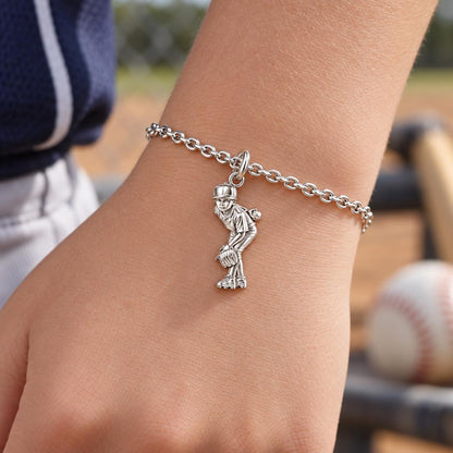 Little Leaguer at the Ready Charm Bracelet Set – worn / in use