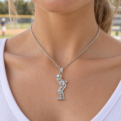 Little Leaguer at the Ready Charm Necklace Set – worn / in use