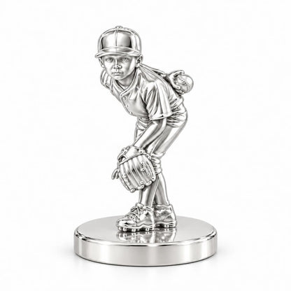 Little Leaguer at the Ready Keepsake Plaque – silver, front view