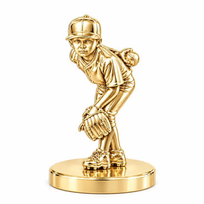 Little Leaguer at the Ready Keepsake Plaque – 18K gold, front view
