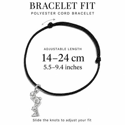 Little Leaguer Charm Bracelet – Personalized Sports Mom Gift – adjustable black cord bracelet, 14–24 cm