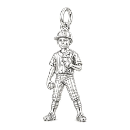 Little Leaguer Dreams Charm Bracelet – Personalized Mom Gift – silver charm, front view