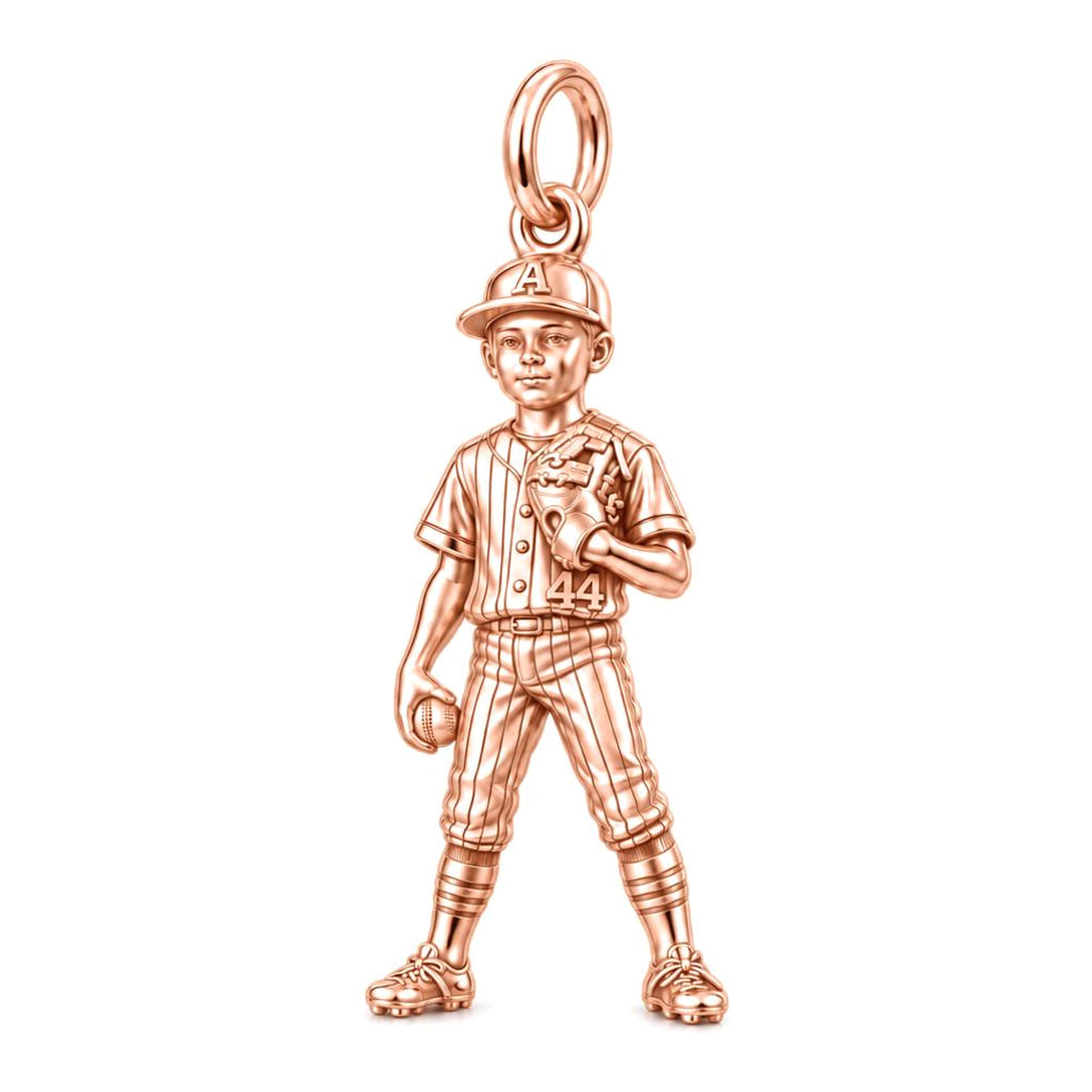 Little Leaguer Dreams Charm Bracelet – Personalized Mom Gift – rose gold charm, front view