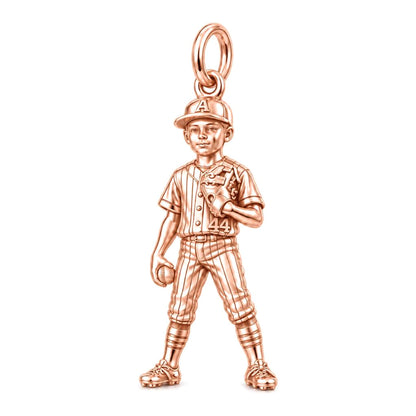 Little Leaguer Dreams Charm Bracelet – Personalized Mom Gift – rose gold charm, front view