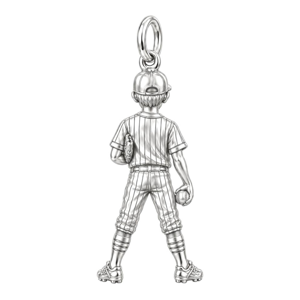 Little Leaguer Dreams Charm Bracelet – Personalized Mom Gift – back of the charm, engraving area