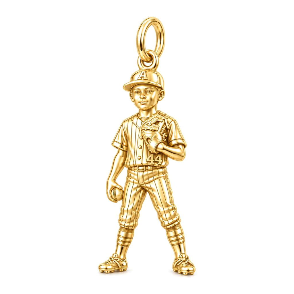 Little Leaguer Dreams Charm Bracelet – Personalized Mom Gift – 18K gold charm, front view