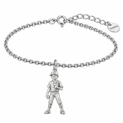 Little Leaguer Dreams Charm Bracelet Set – silver, front view