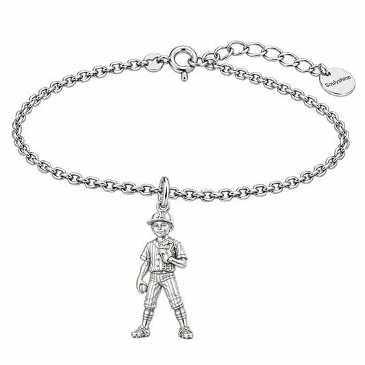 Little Leaguer Dreams Charm Bracelet Set – silver, front view