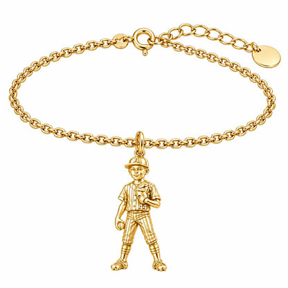 Little Leaguer Dreams Charm Bracelet Set – 18K gold, front view