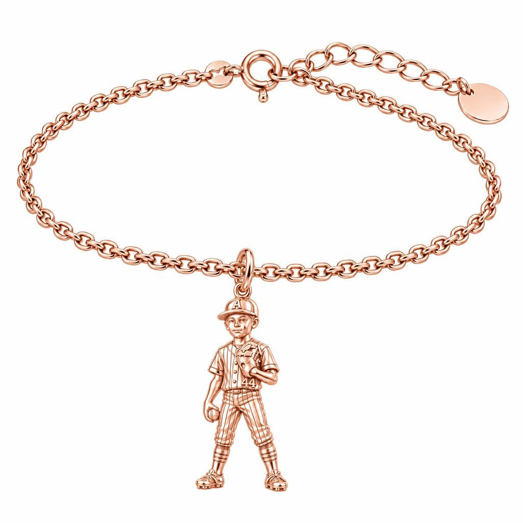 Little Leaguer Dreams Charm Bracelet Set – rose gold, front view