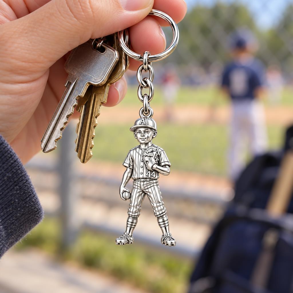 Little Leaguer Dreams Charm Keychain – worn / in use