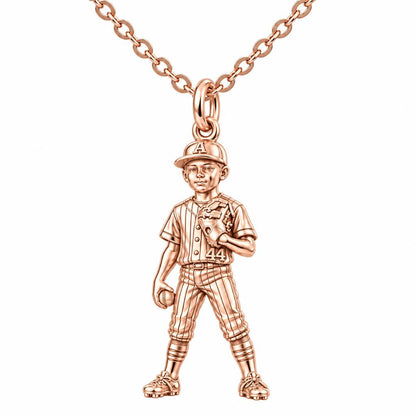 Little Leaguer Dreams Charm Necklace Set – rose gold, front view