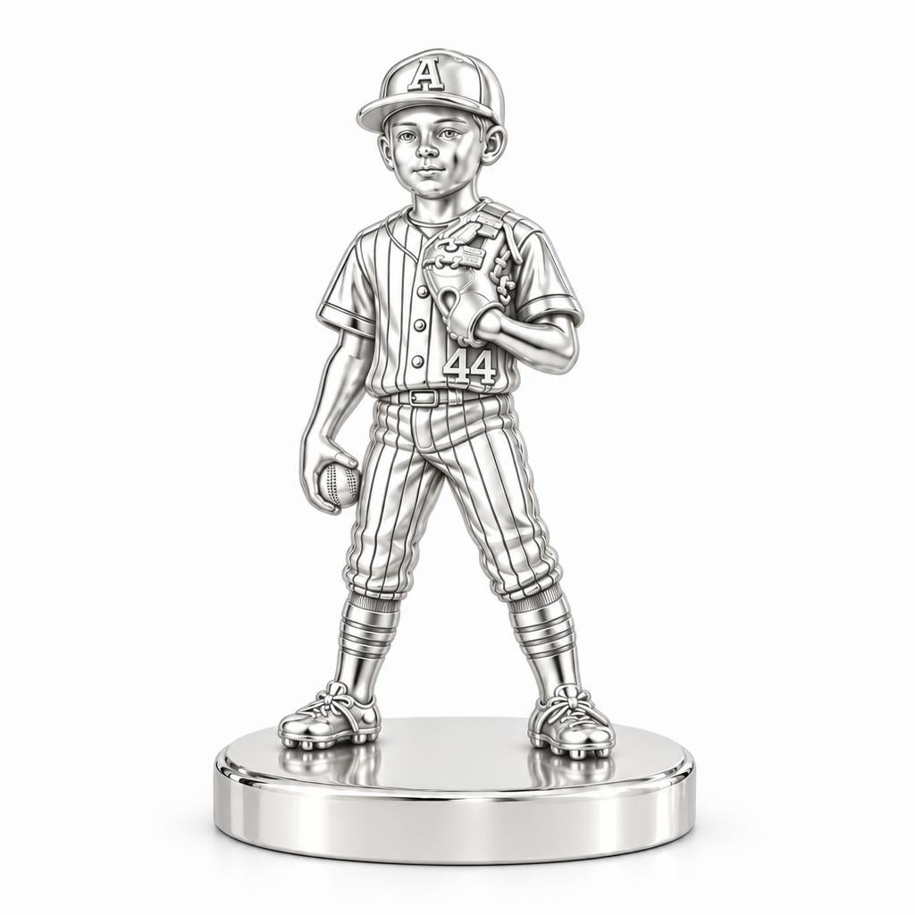 Little Leaguer Dreams Keepsake Plaque – silver, front view
