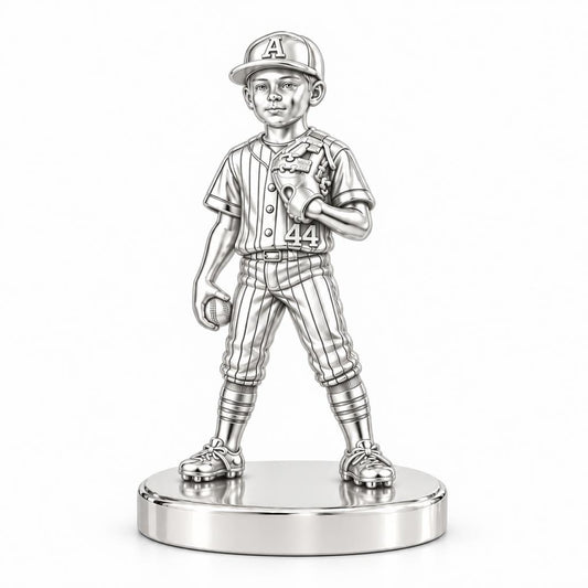 Little Leaguer Dreams Keepsake Plaque – silver, front view