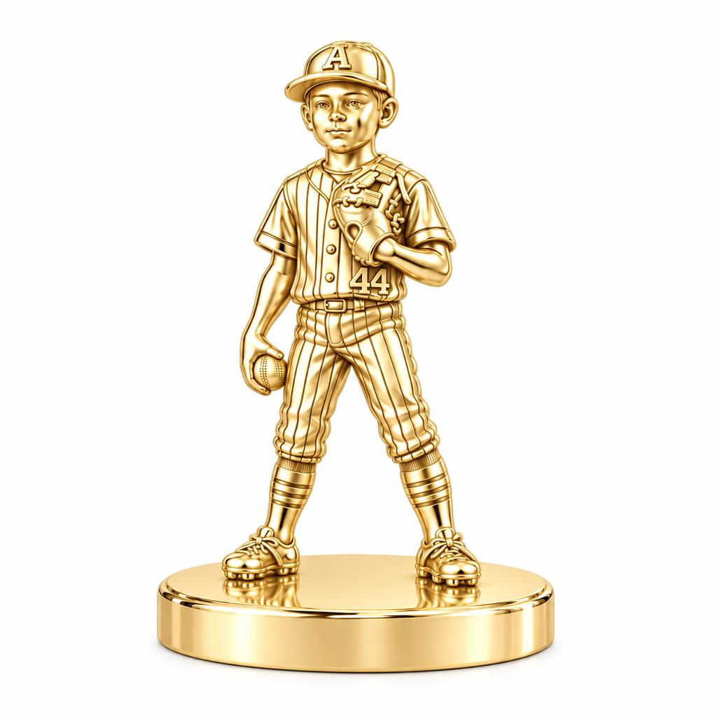 Little Leaguer Dreams Keepsake Plaque – 18K gold, front view