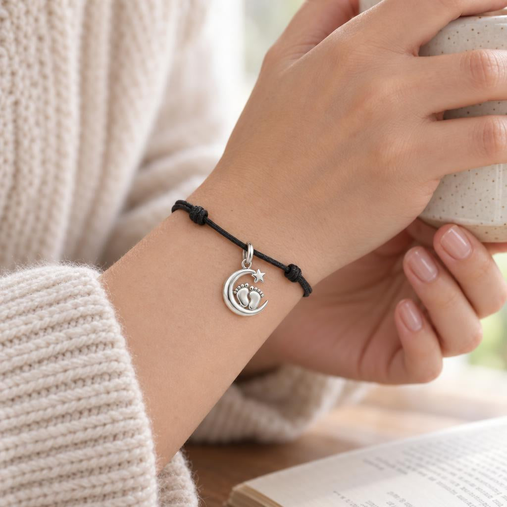 Little Moonsteps Charm and Polyester Cord Bracelet Set