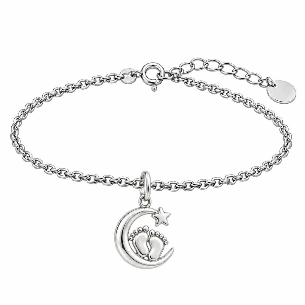 Little Moonsteps Charm Bracelet Set – silver, front view