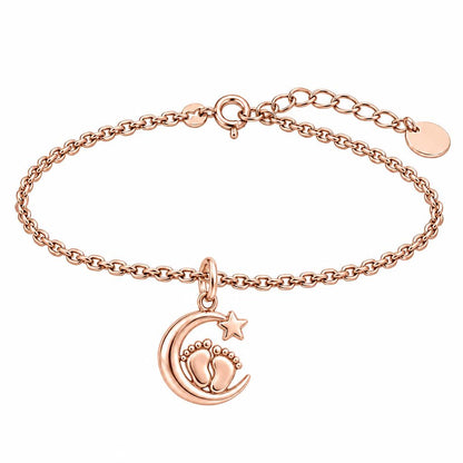 Little Moonsteps Charm Bracelet Set – rose gold, front view