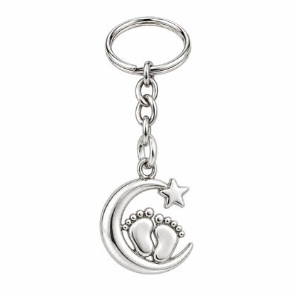 Little Moonsteps Charm Keychain – silver, front view