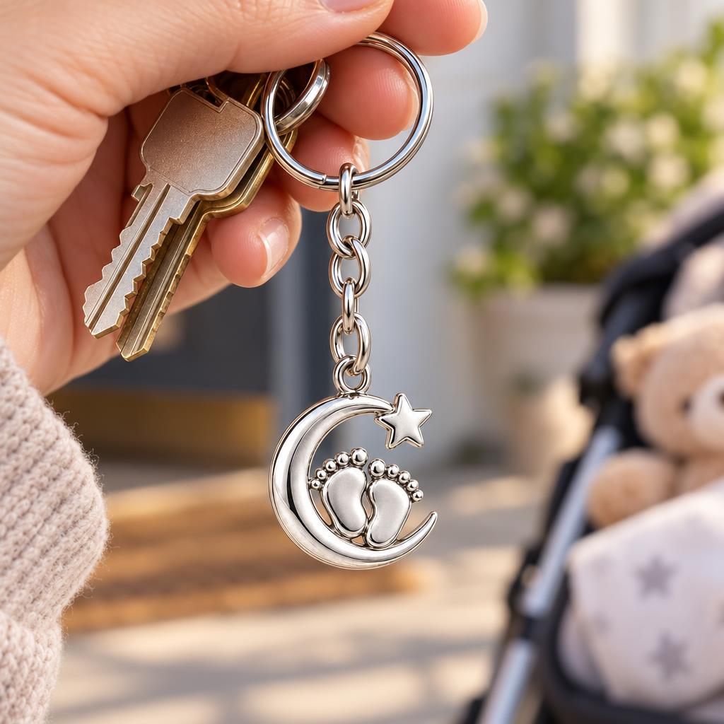 Little Moonsteps Charm Keychain – worn / in use