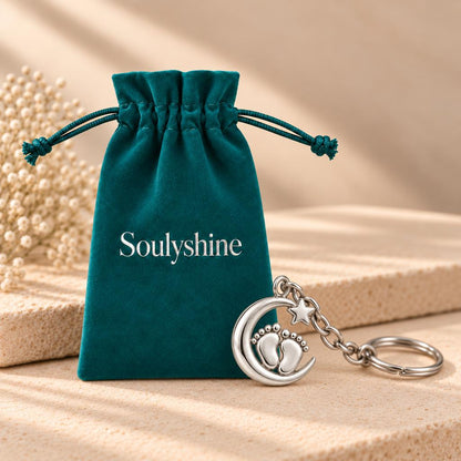 Little Moonsteps Charm Keychain – Soulyshine velvet gift pouch
