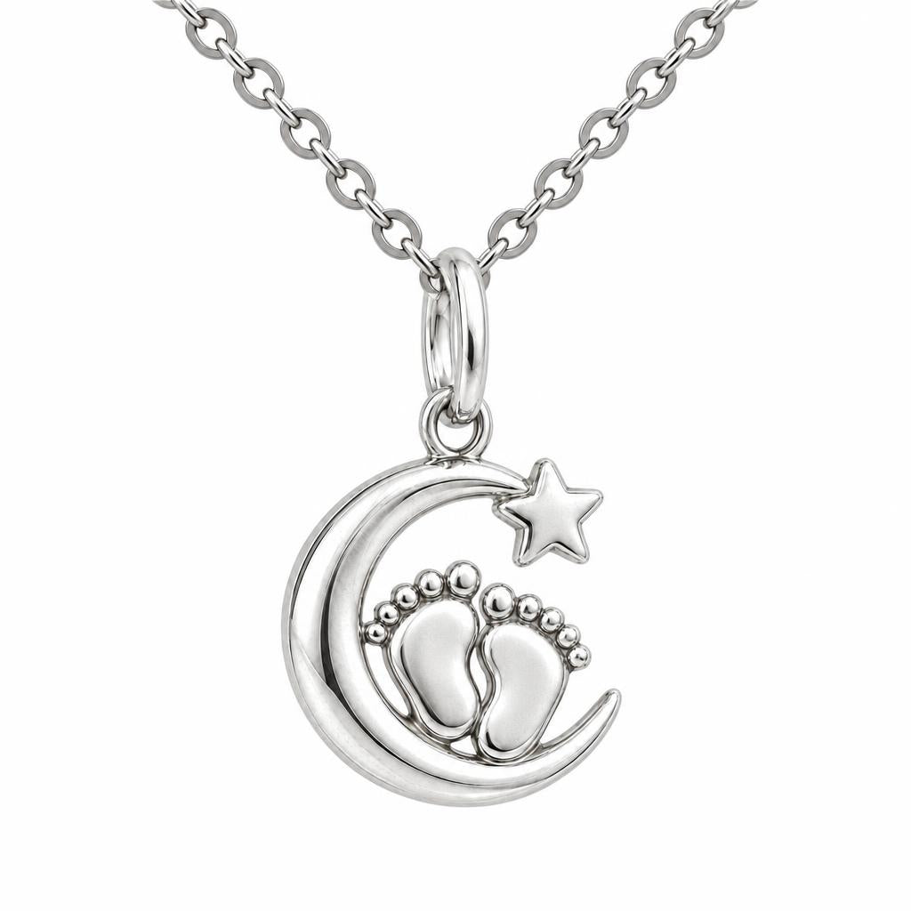 Little Moonsteps Charm Necklace Set – silver, front view