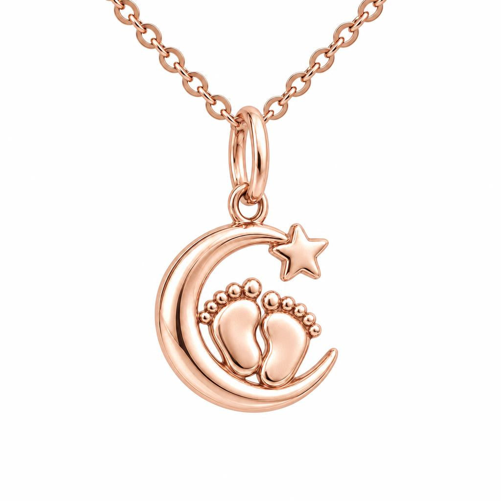 Little Moonsteps Charm Necklace Set – rose gold, front view
