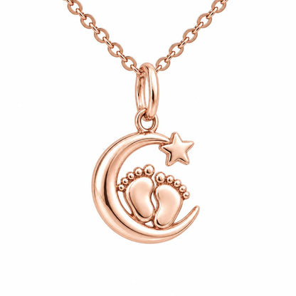 Little Moonsteps Charm Necklace Set – rose gold, front view