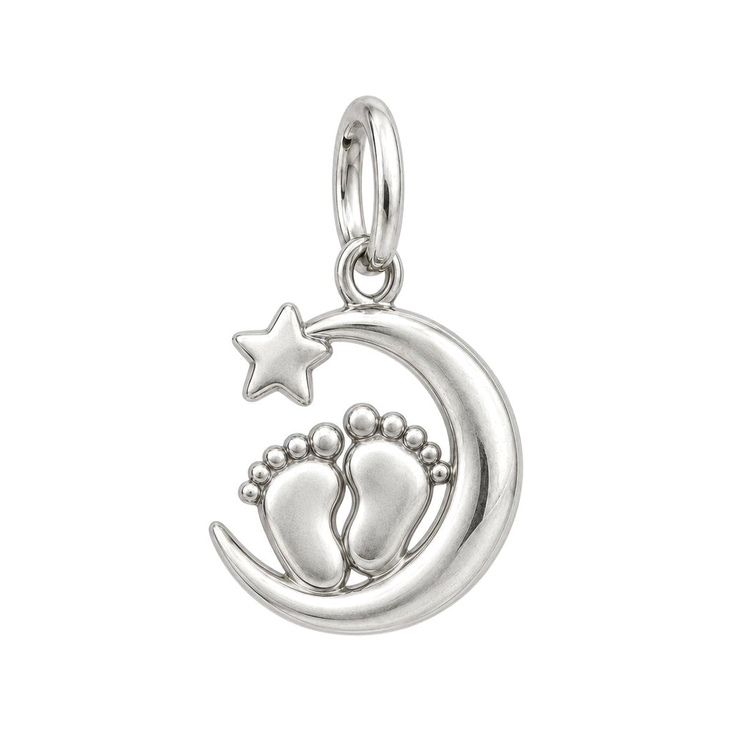 Little Moonsteps Huggie Charm Earrings – back of the charm, engraving area