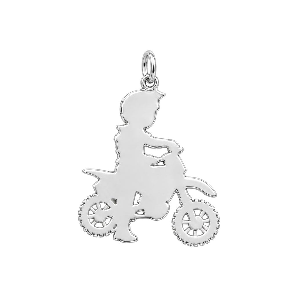 Little Motocross Hero Charm Bracelet – Personalized Mom Gift – back of the charm, engraving area