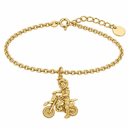 Little Motocross Hero Charm Bracelet Set – 18K gold, front view